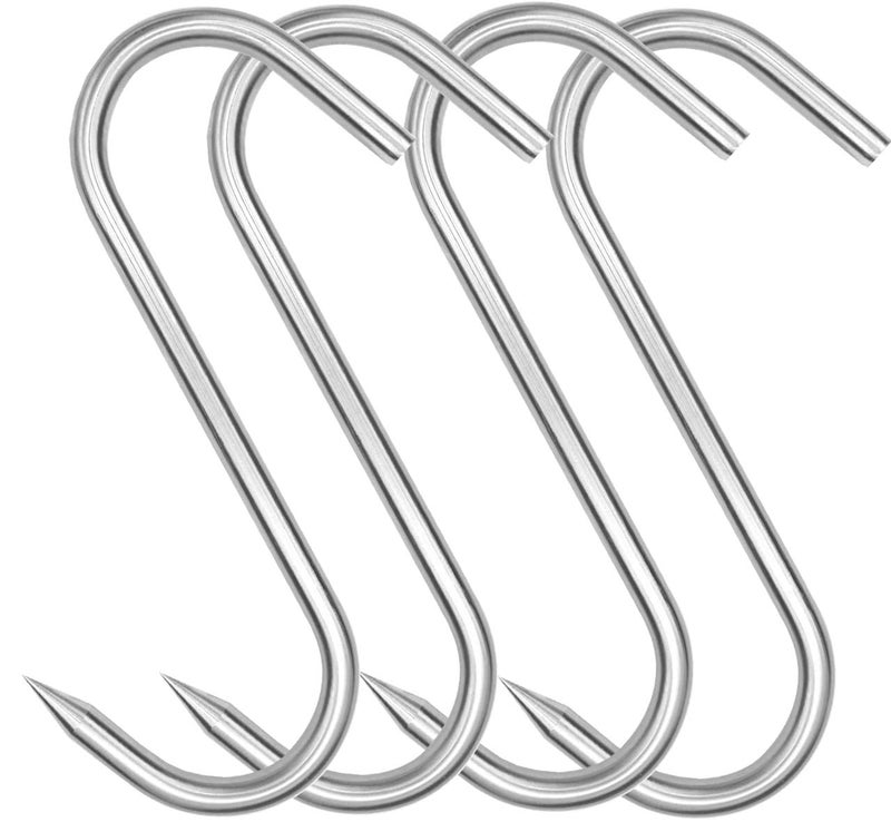 HONSHEN Meat Hook, 8Inch 10mm Heavy Duty S-Hooks Stainless Steel Meat Processing Butcher Hooks (10mm8inch) - Image 1